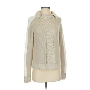 ANR Alp N Rock Layered Collared Tan Cotton Cableknit Sweater S
